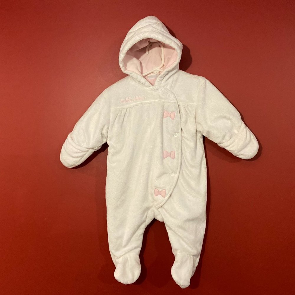 Calvin Klein Girl's White Super Cozy Winter Pram Suit - Size 6/9M